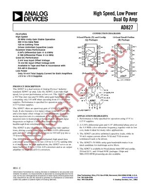 AD827JR-16-REEL7 datasheet  